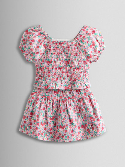 Dsiney Kidz - JoJo Maman Bébé Pink Smocked Cap Sleeve Top & Skort Set image 1