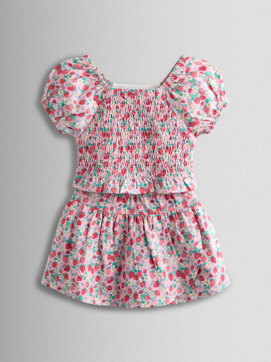 Dsiney Kidz - JoJo Maman Bébé Pink Smocked Cap Sleeve Top & Skort Set image 1