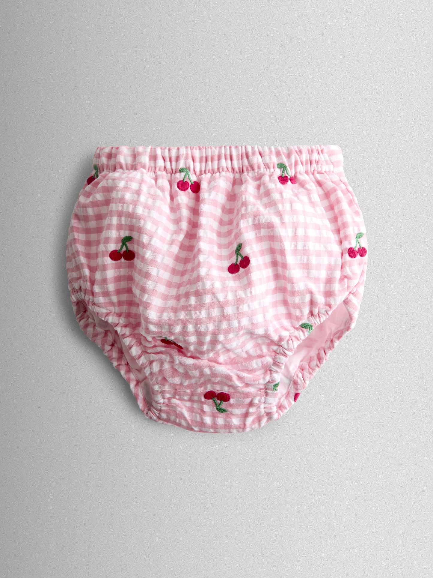 JoJo Maman Bébé Pink Cherry Embroidered Scalloped Baby Dress & Hat Set image 4