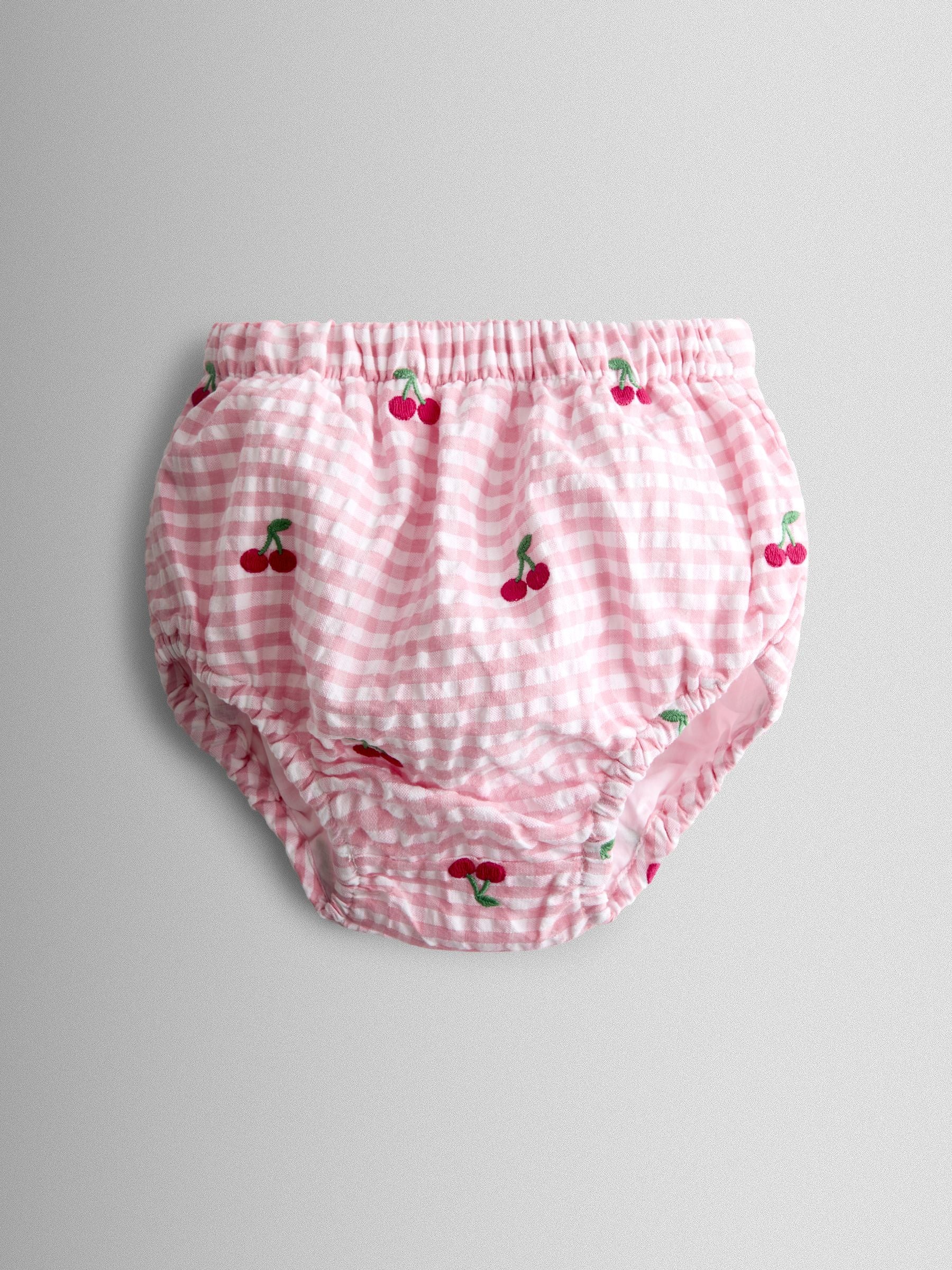 JoJo Maman Bébé Pink Cherry Embroidered Scalloped Baby Dress & Hat Set image 4