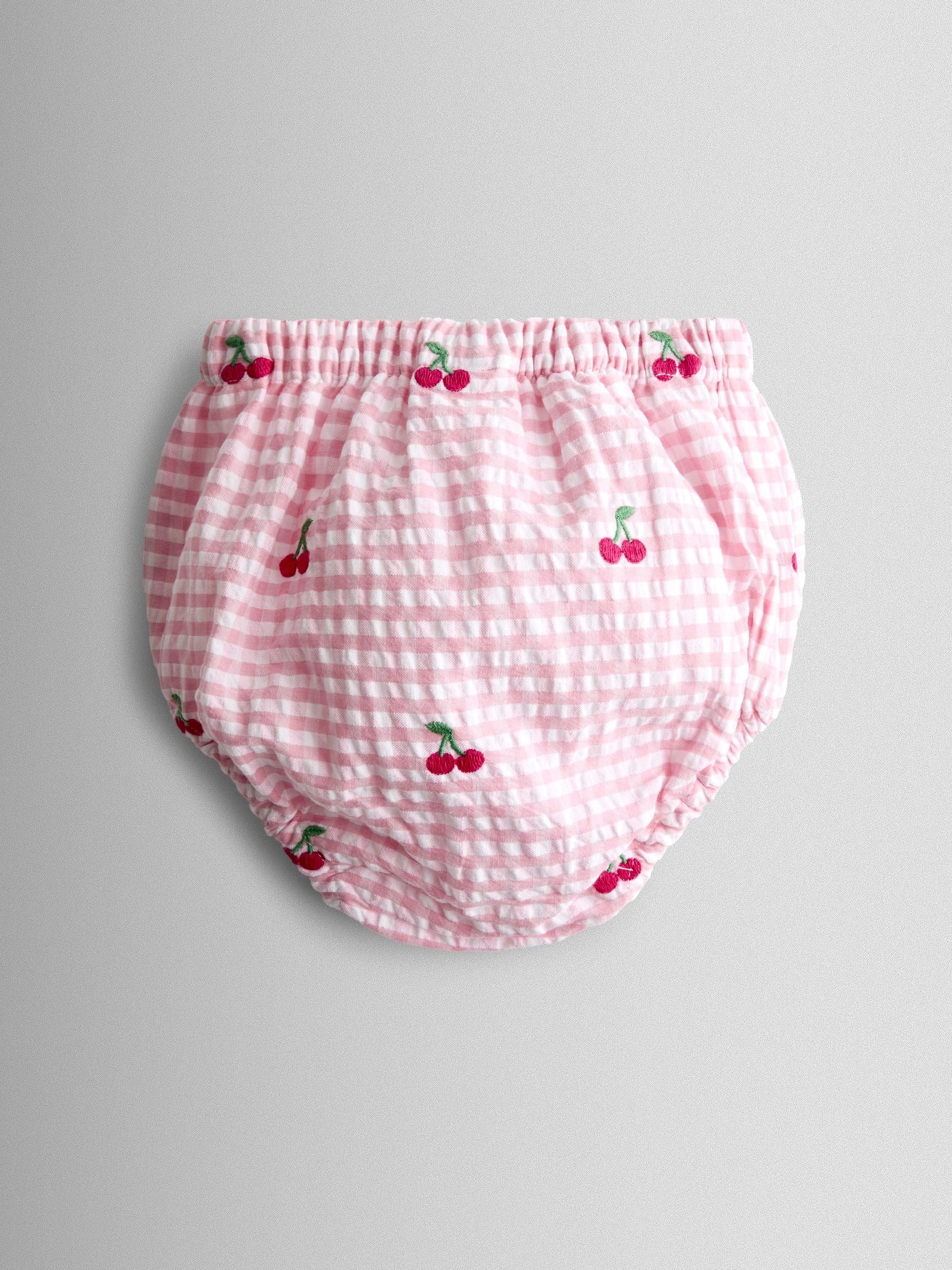 JoJo Maman Bébé Pink Cherry Embroidered Scalloped Baby Dress & Hat Set image 5