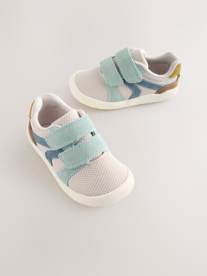 Blue/Green Barefoot Leather Touch Fastening Trainers image 1
