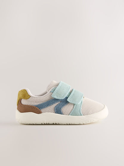 Blue/Green Barefoot Leather Touch Fastening Trainers image 3