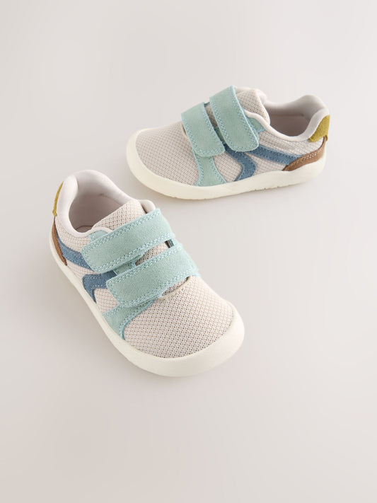 Blue/Green Barefoot Leather Touch Fastening Trainers image 1