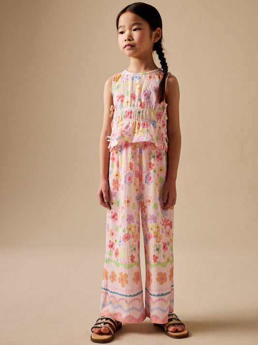 Flower Print Top And Wide Leg Trousers Set (3-16yrs) image 1