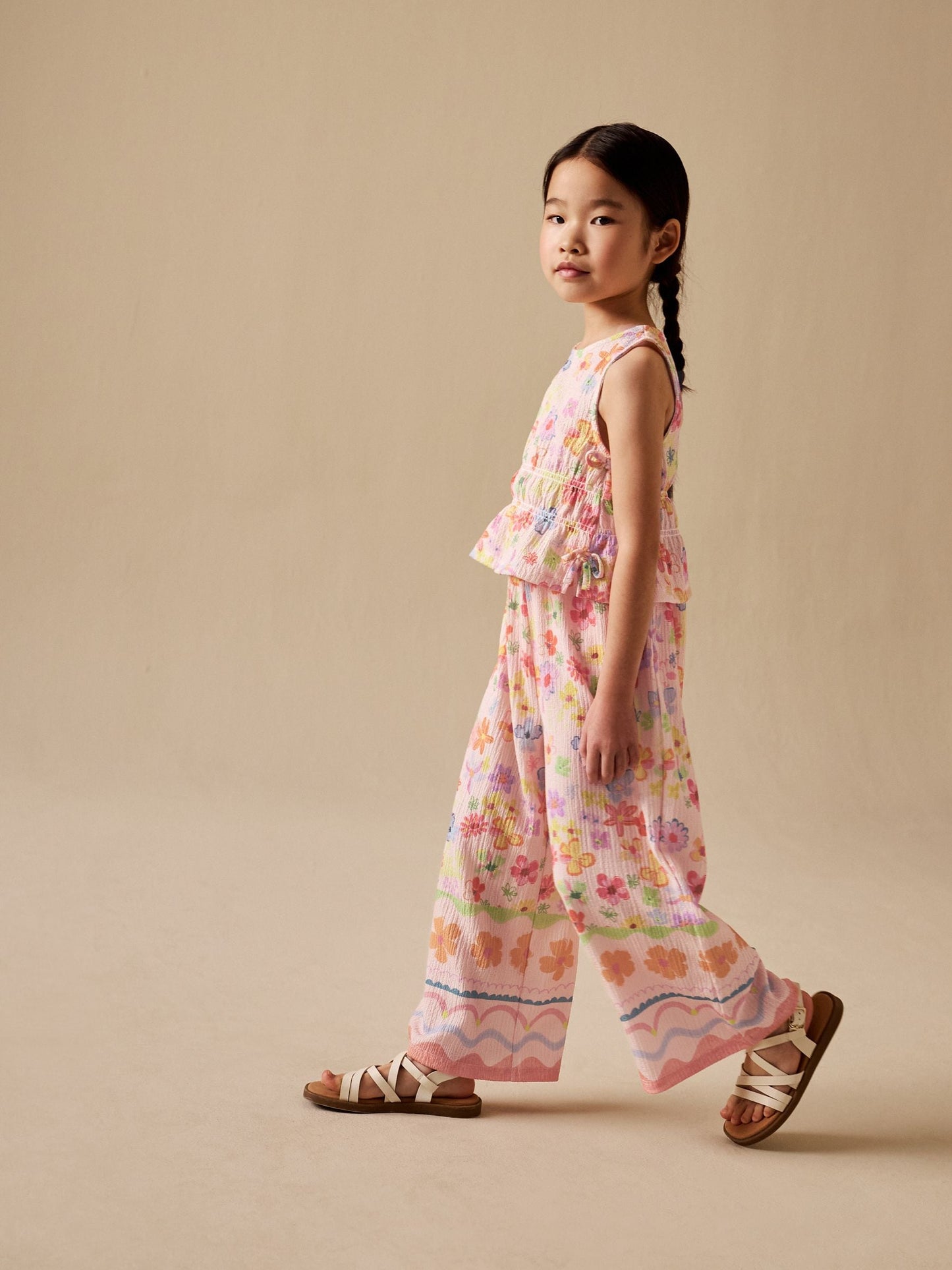 Flower Print Top And Wide Leg Trousers Set (3-16yrs) image 2