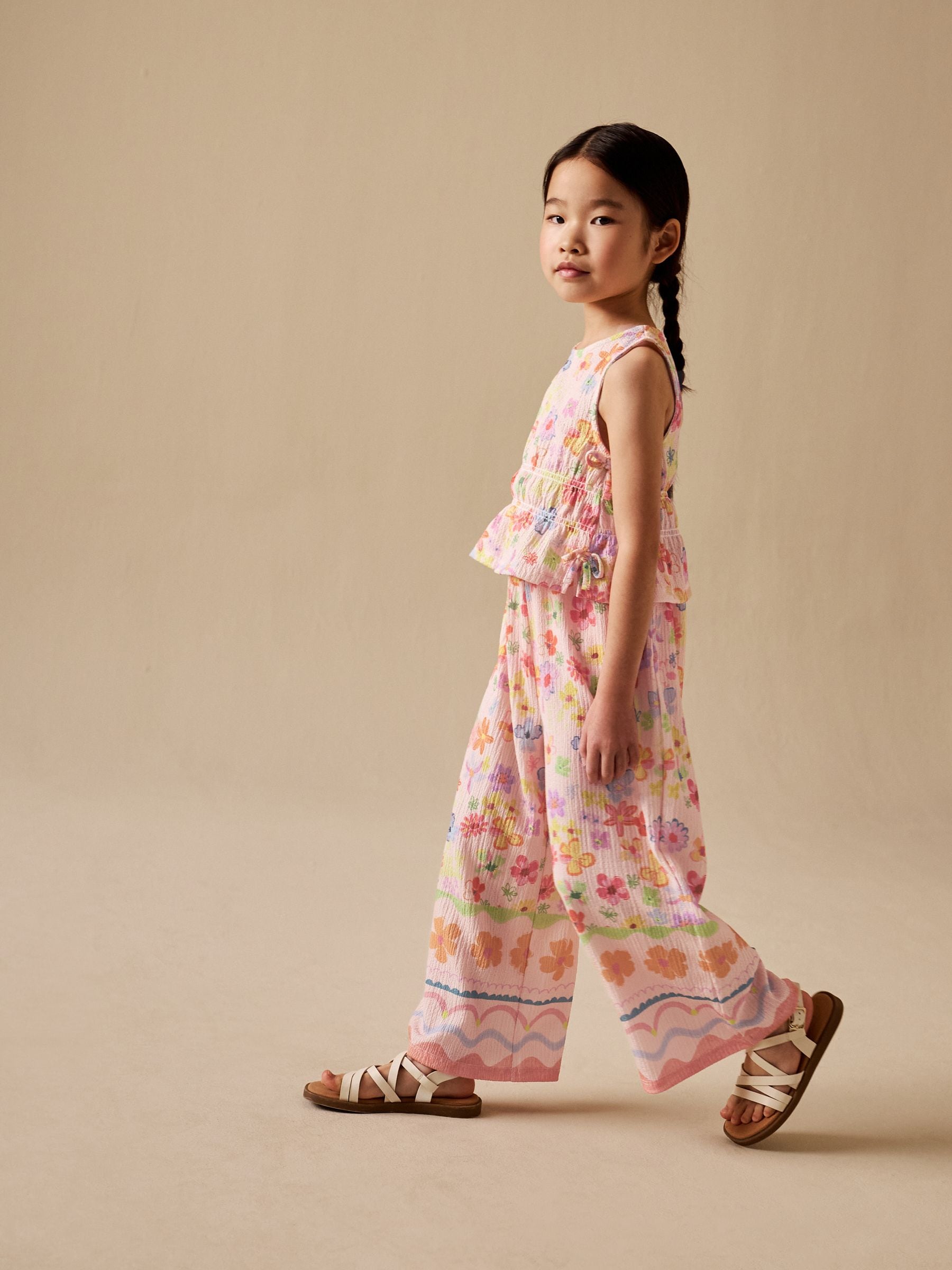 Flower Print Top And Wide Leg Trousers Set (3-16yrs) image 2