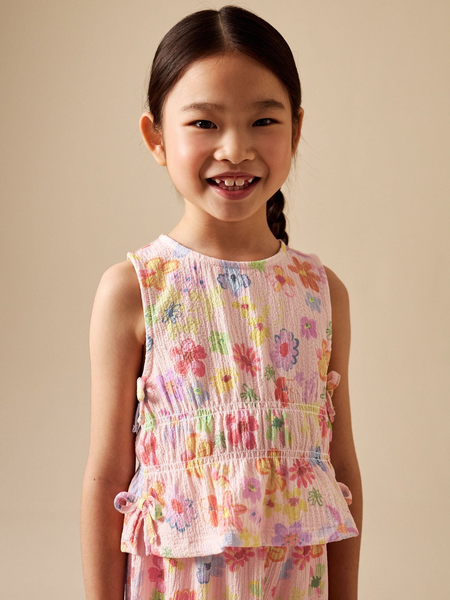 Flower Print Top And Wide Leg Trousers Set (3-16yrs) image 3