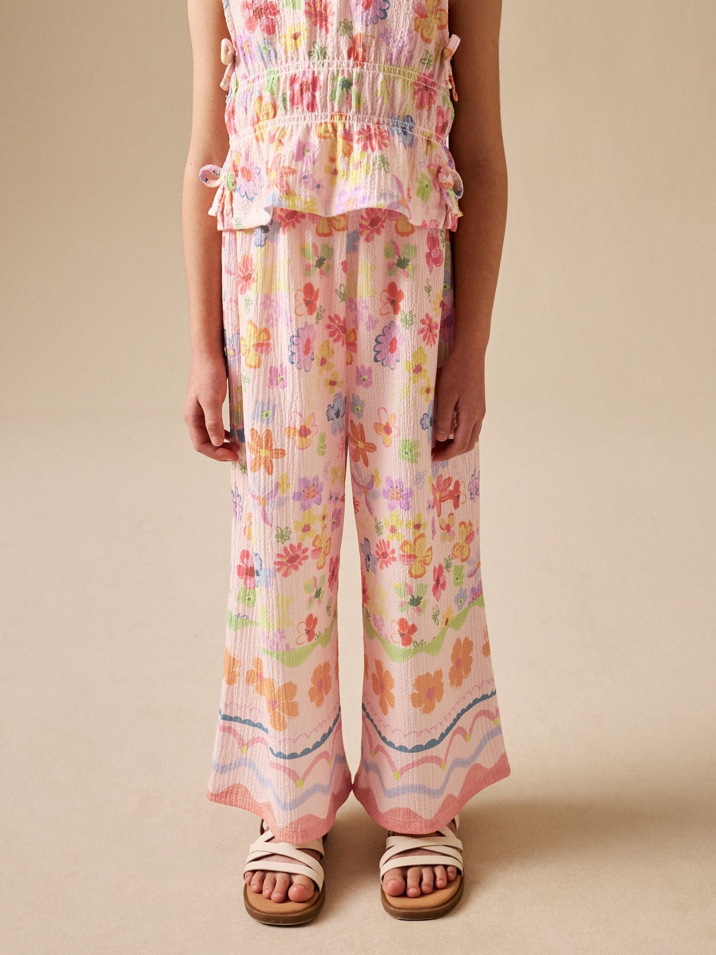 Flower Print Top And Wide Leg Trousers Set (3-16yrs) image 4