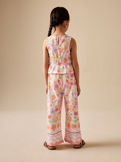 Flower Print Top And Wide Leg Trousers Set (3-16yrs) image 5