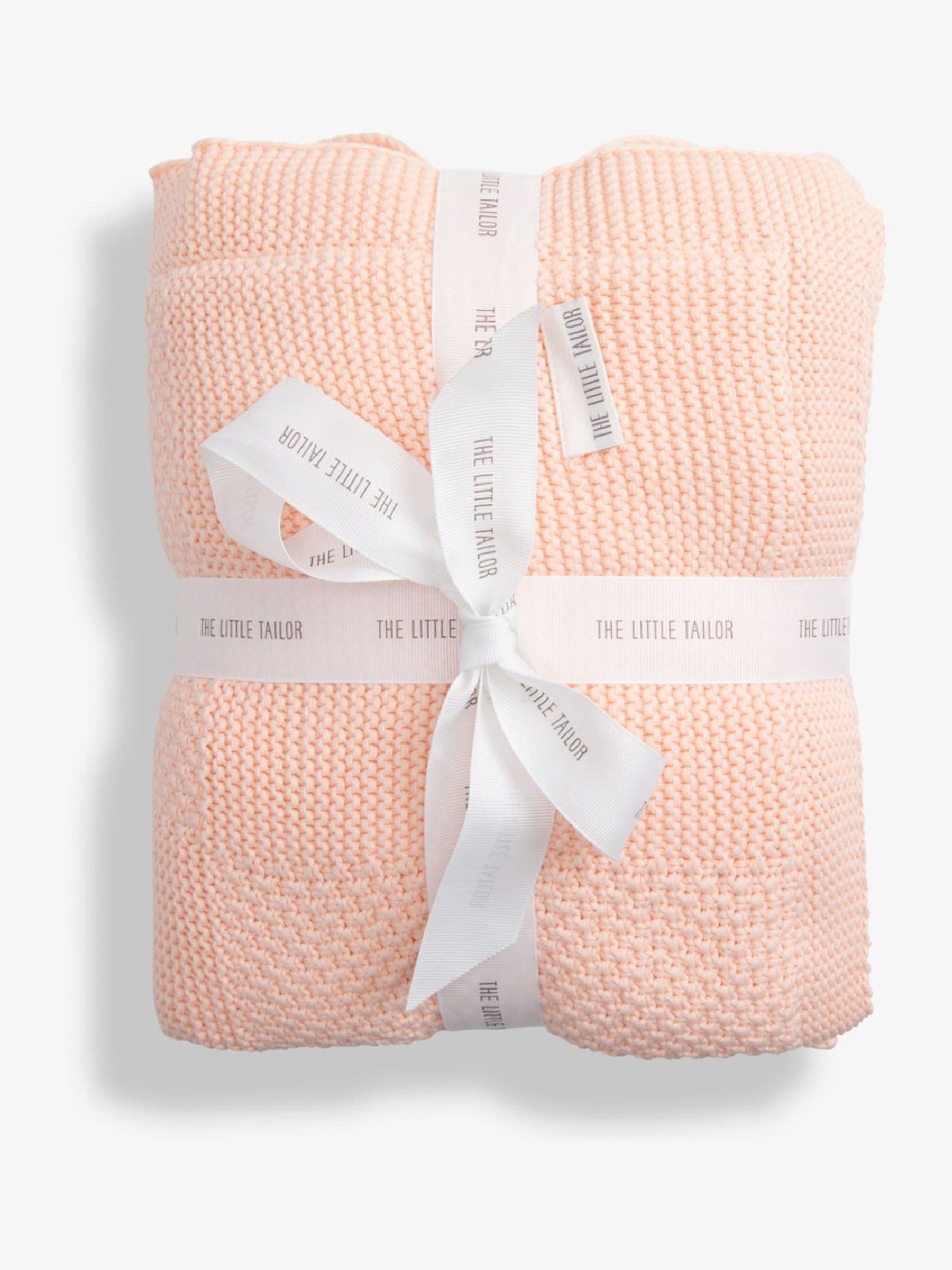 The Little Tailor Pink Plush Lined Knitted Blanket image 1