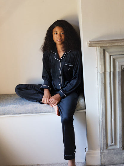 The Little Tailor Black Luxury Soft Touch Velour Pyjamas - image 1