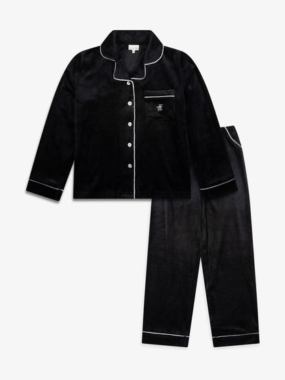 The Little Tailor Black Luxury Soft Touch Velour Pyjamas - image 3