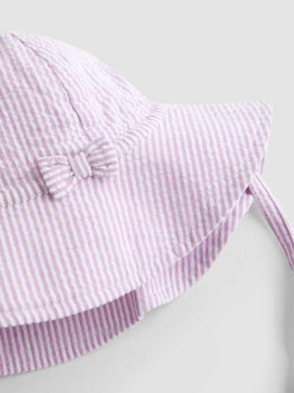 JoJo Maman Bébé Lilac Stripe Floppy Sun Hat image 3