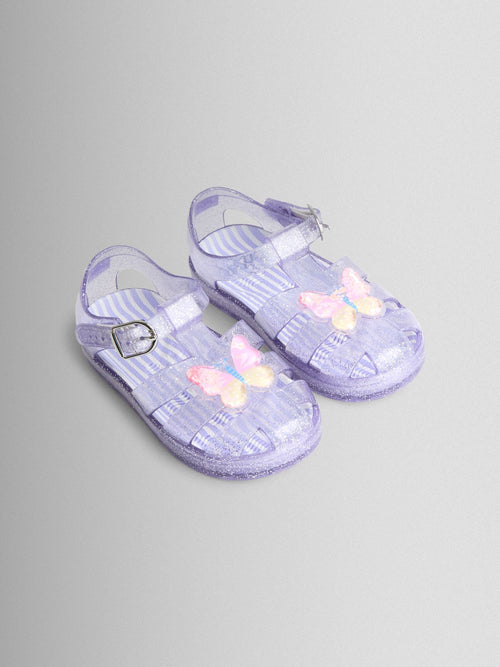 JoJo Maman Bébé Purple Butterfly 3D Jelly Sandals image 1