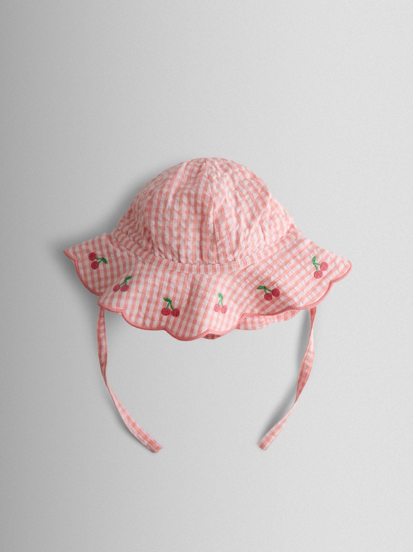JoJo Maman Bébé Light Pink Cherry Floppy Sun Hat image 2