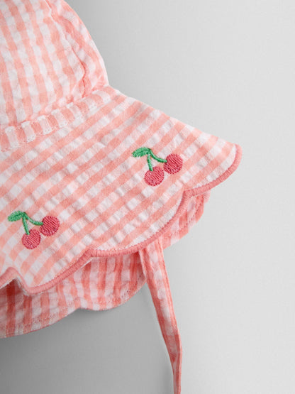 JoJo Maman Bébé Light Pink Cherry Floppy Sun Hat image 3