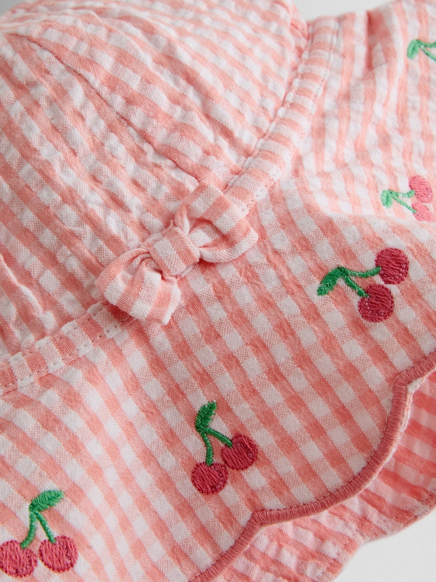 JoJo Maman Bébé Light Pink Cherry Floppy Sun Hat image 4