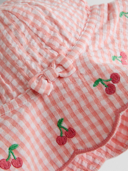 JoJo Maman Bébé Light Pink Cherry Floppy Sun Hat image 4