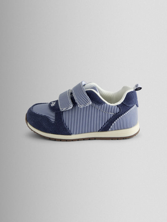 JoJo Maman Bébé Navy Stripe Riptape Trainer image 2