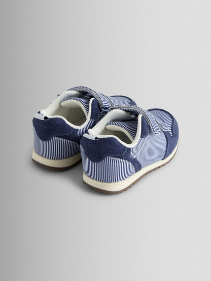 JoJo Maman Bébé Navy Stripe Riptape Trainer image 3