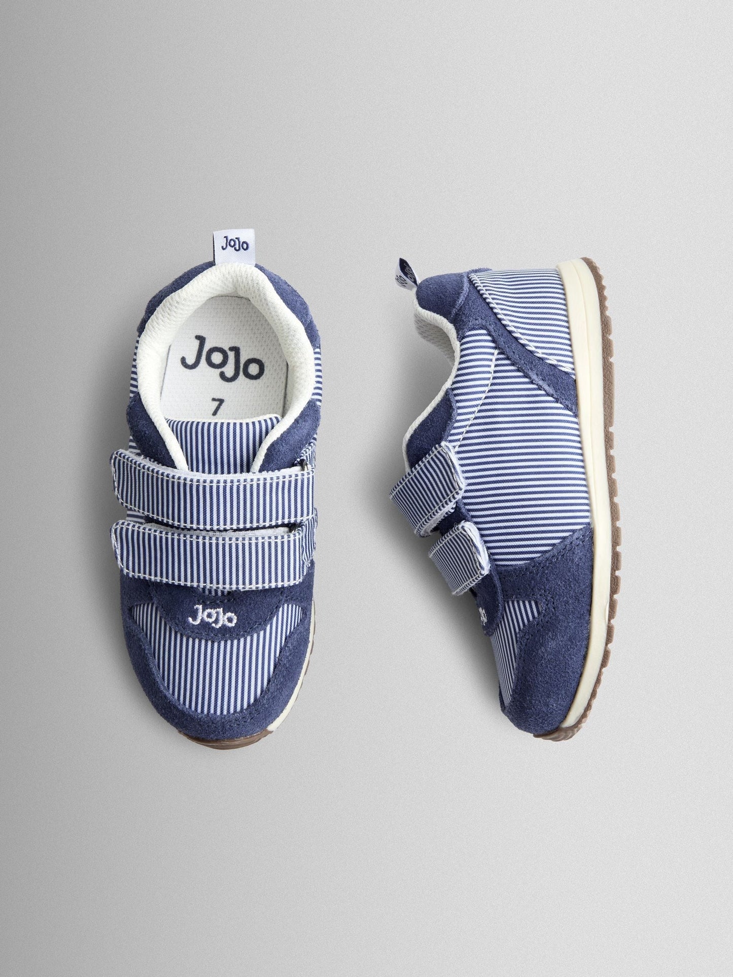 JoJo Maman Bébé Navy Stripe Riptape Trainer image 4