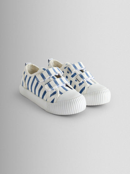 JoJo Maman Bébé Navy Stripe Double Strap Canvas Pumps image 1