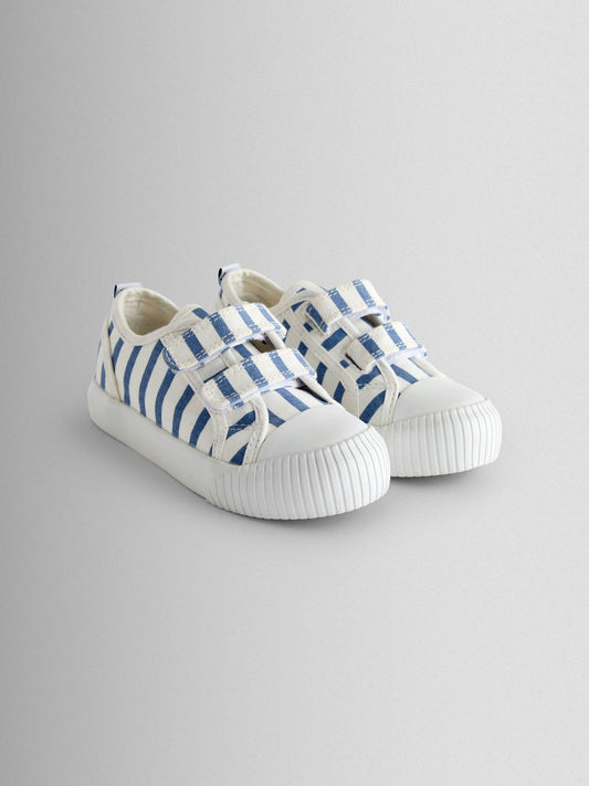 JoJo Maman Bébé Navy Stripe Double Strap Canvas Pumps image 1