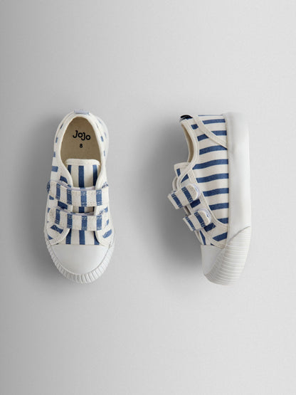 JoJo Maman Bébé Navy Stripe Double Strap Canvas Pumps image 3