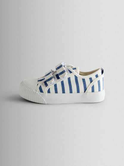 JoJo Maman Bébé Navy Stripe Double Strap Canvas Pumps image 4