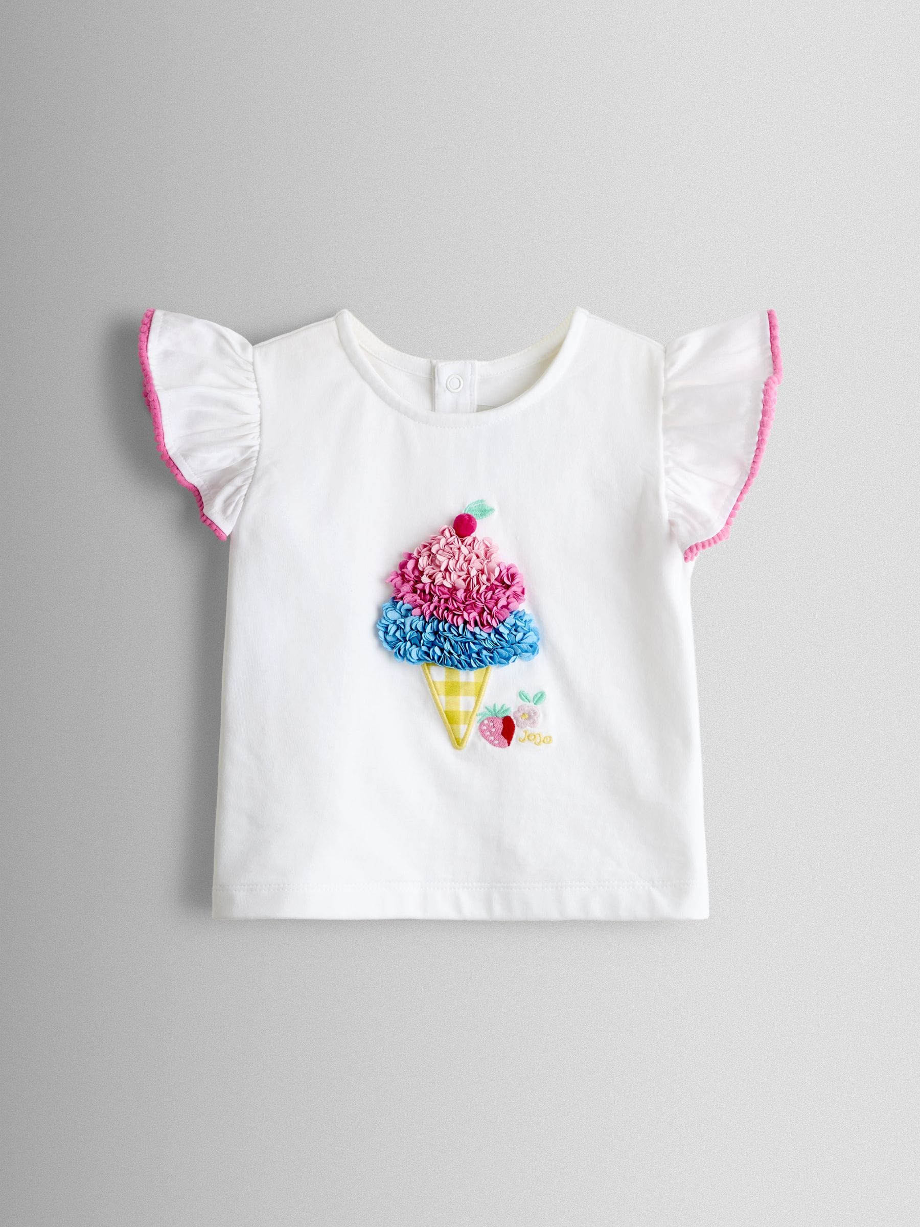 JoJo Maman Bébé Cobalt Blue Ice Cream Frill Sleeve Top & Short Set image 2