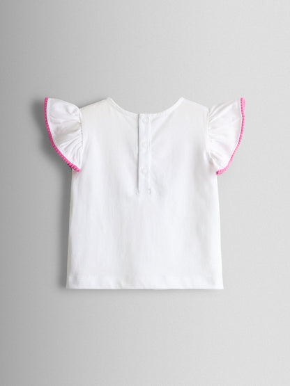 JoJo Maman Bébé Cobalt Blue Ice Cream Frill Sleeve Top & Short Set image 3