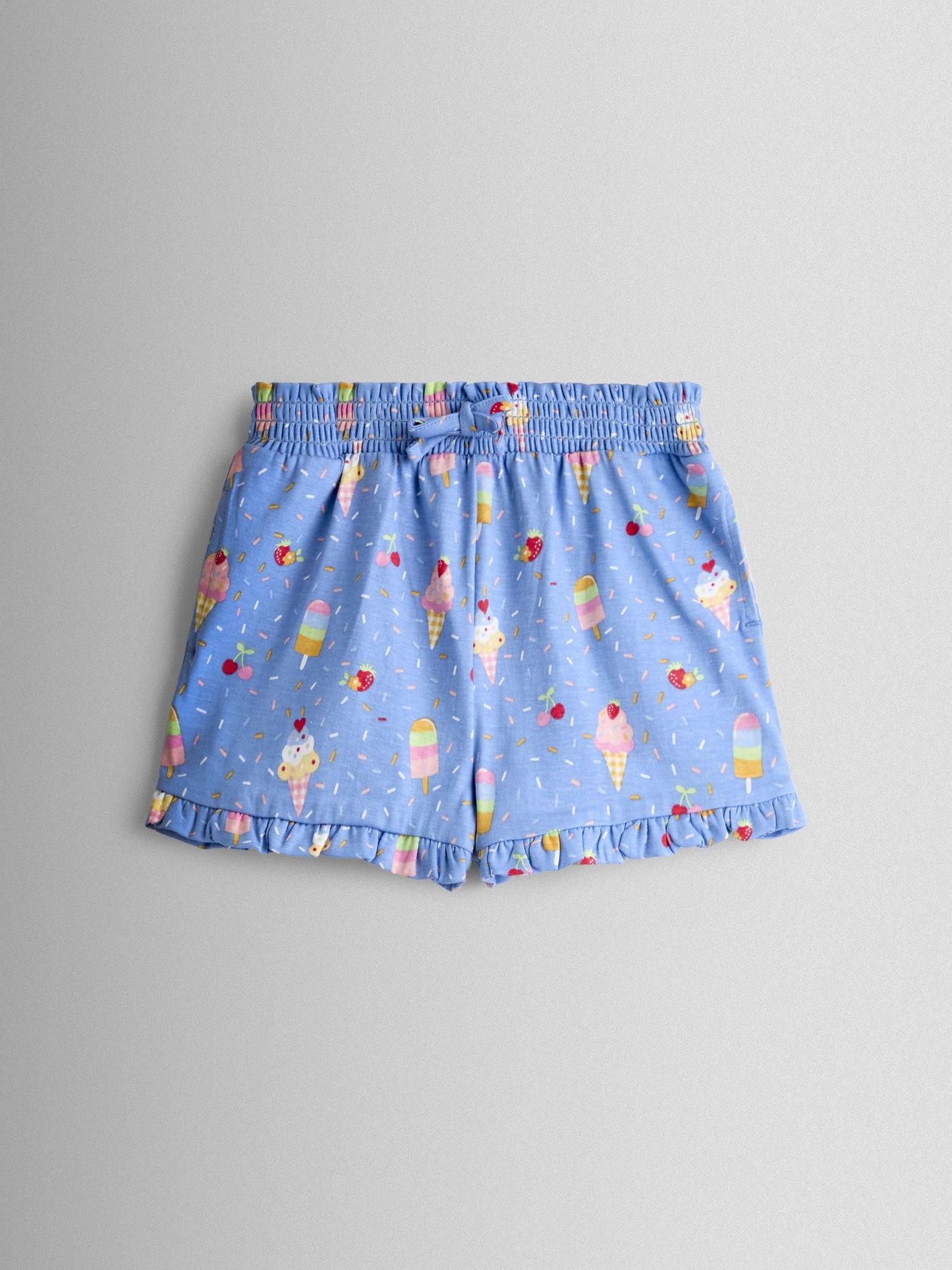 JoJo Maman Bébé Cobalt Blue Ice Cream Frill Sleeve Top & Short Set image 4
