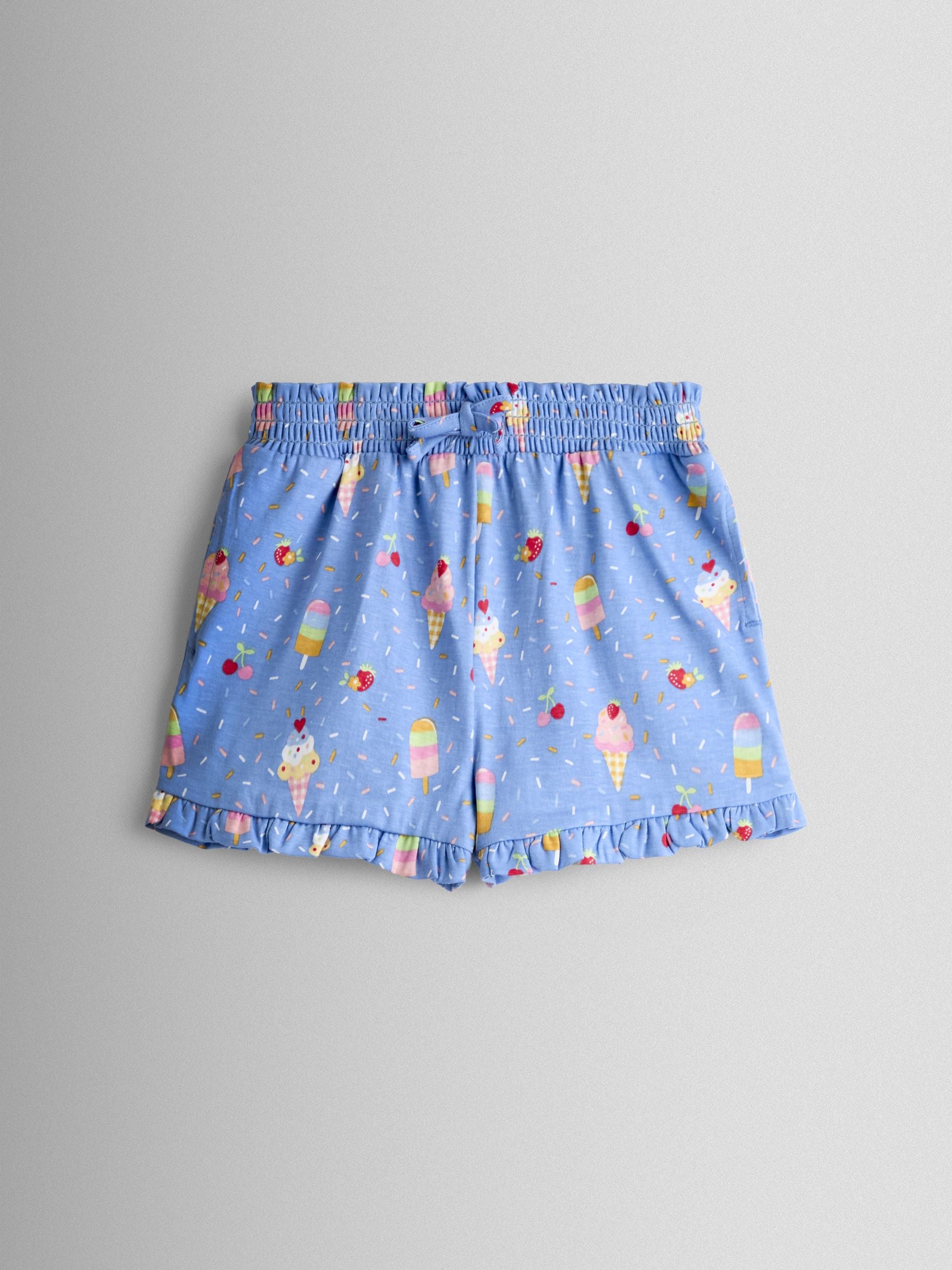 JoJo Maman Bébé Cobalt Blue Ice Cream Frill Sleeve Top & Short Set image 4