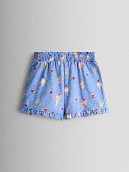 JoJo Maman Bébé Cobalt Blue Ice Cream Frill Sleeve Top & Short Set image 5