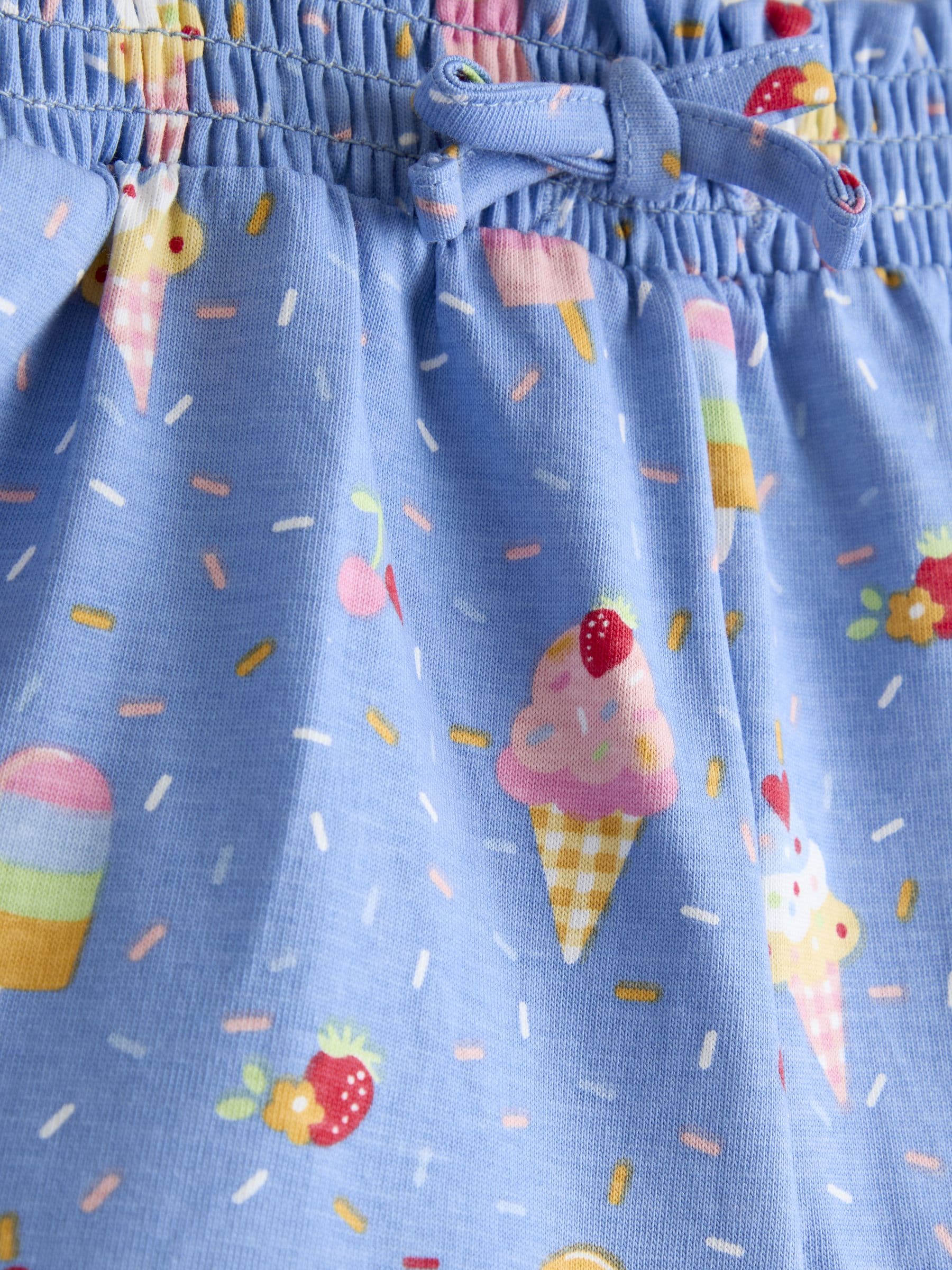 JoJo Maman Bébé Cobalt Blue Ice Cream Frill Sleeve Top & Short Set image 7