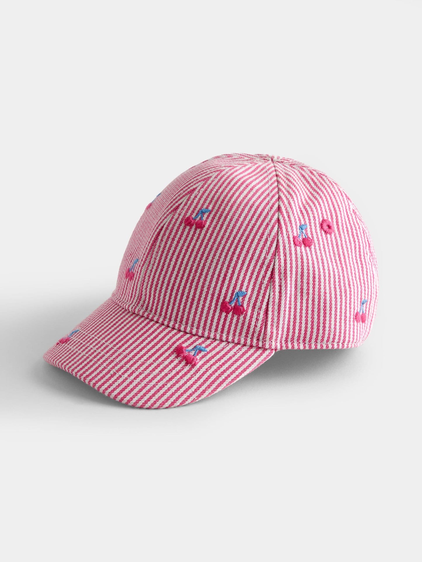 JoJo Maman Bébé Pink Cherry Embroidered Cap image 1