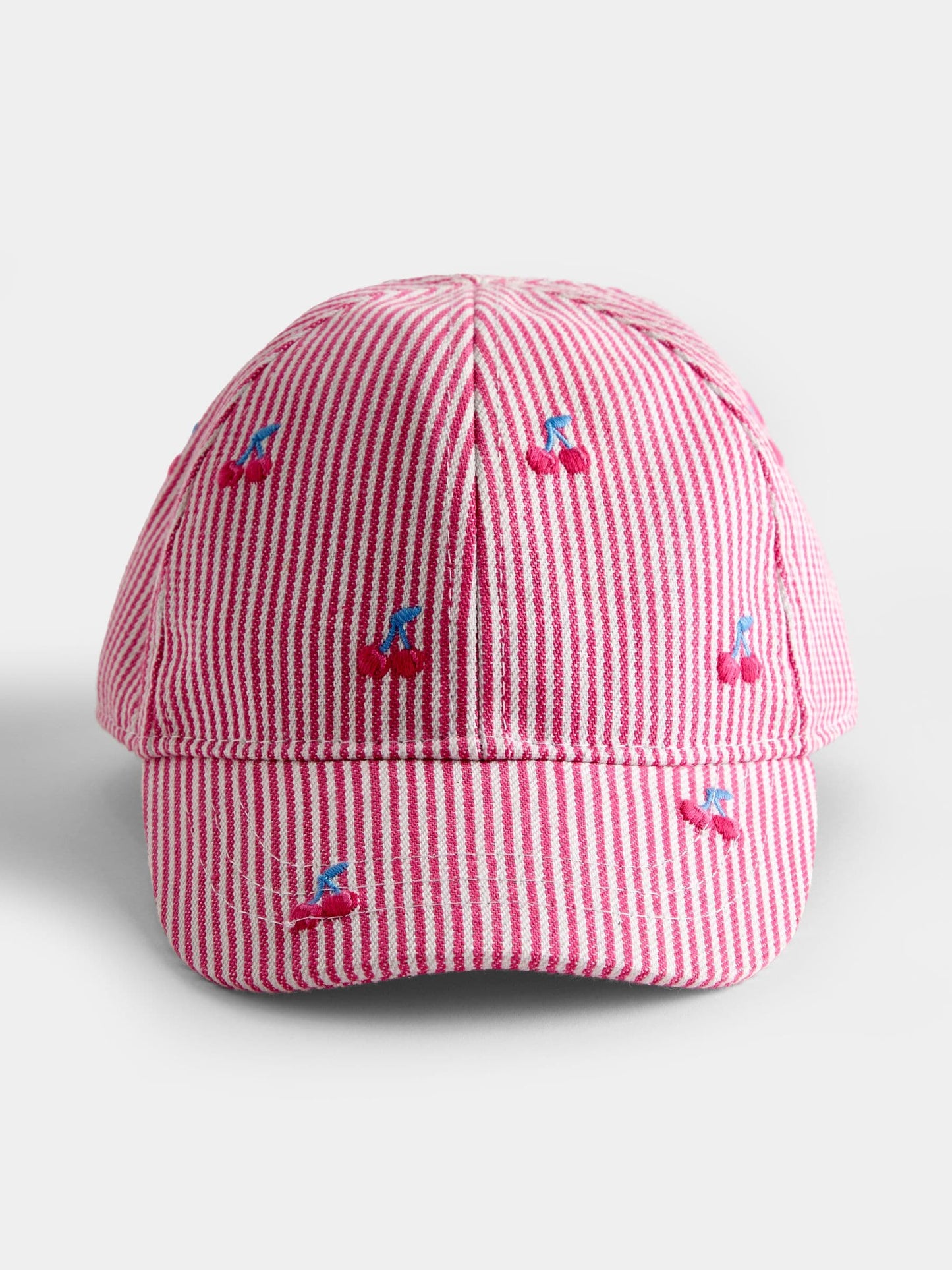 JoJo Maman Bébé Pink Cherry Embroidered Cap image 2