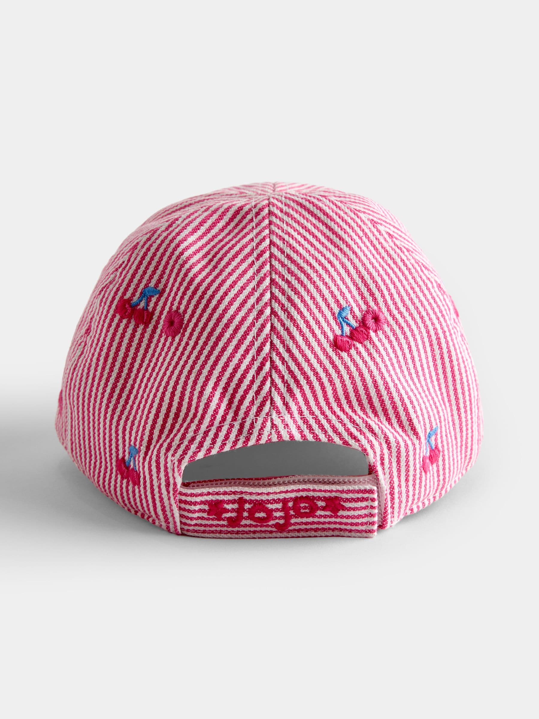JoJo Maman Bébé Pink Cherry Embroidered Cap image 3