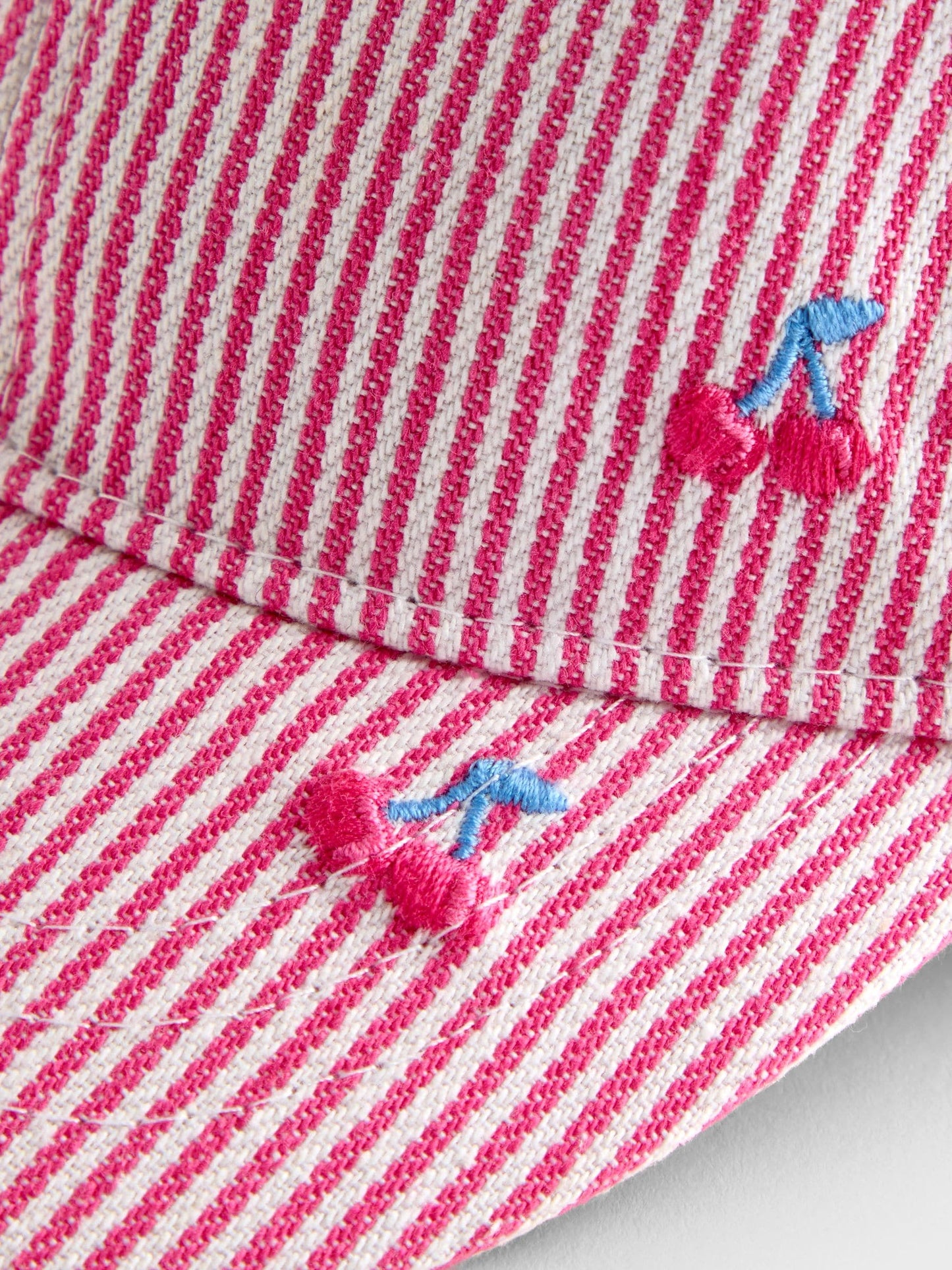 JoJo Maman Bébé Pink Cherry Embroidered Cap image 4