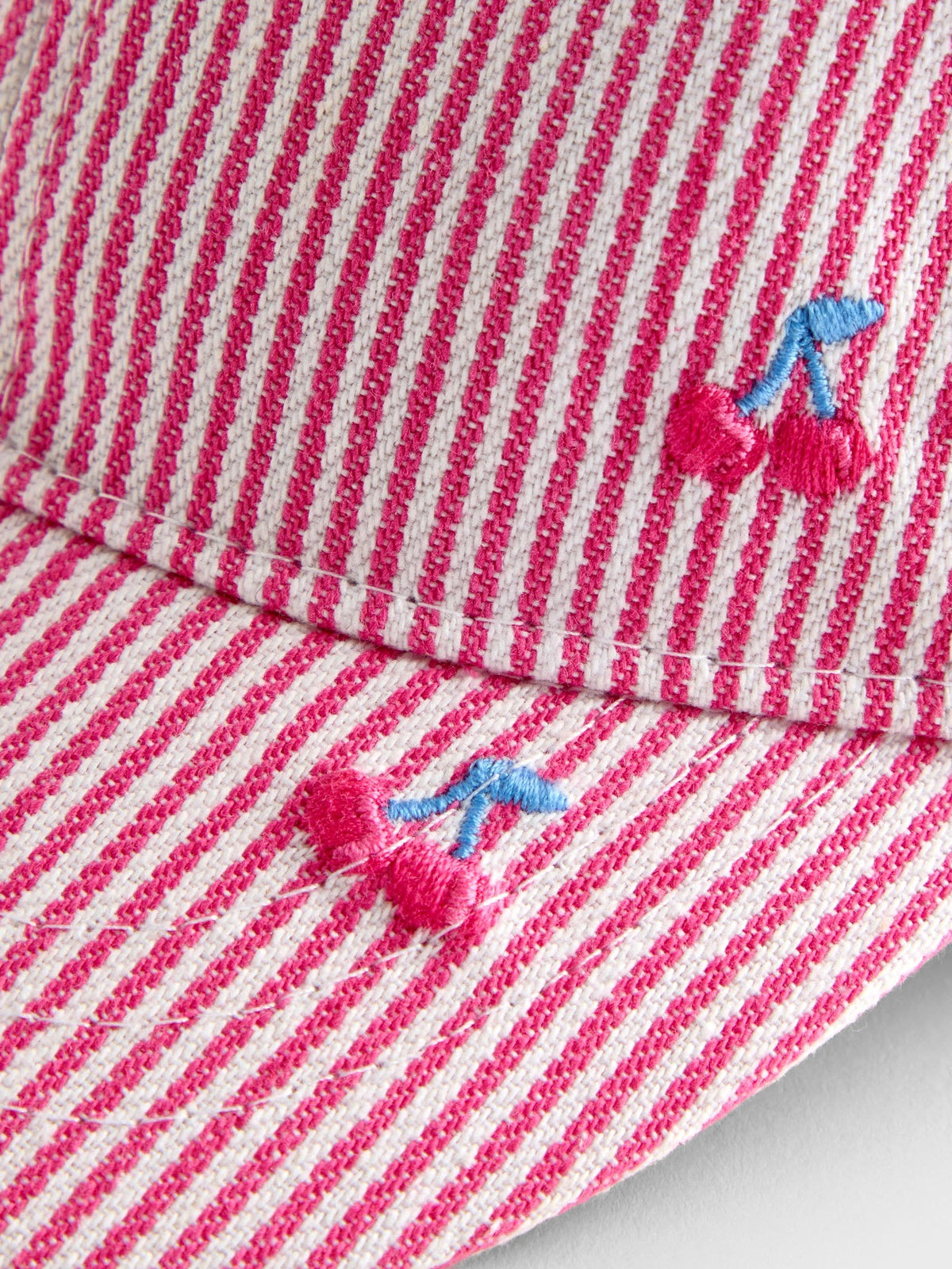 JoJo Maman Bébé Pink Cherry Embroidered Cap image 4
