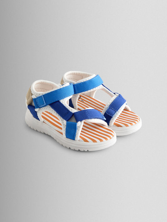 JoJo Maman Bébé Blue Colourblock Adjustable Strap Sandals image 1