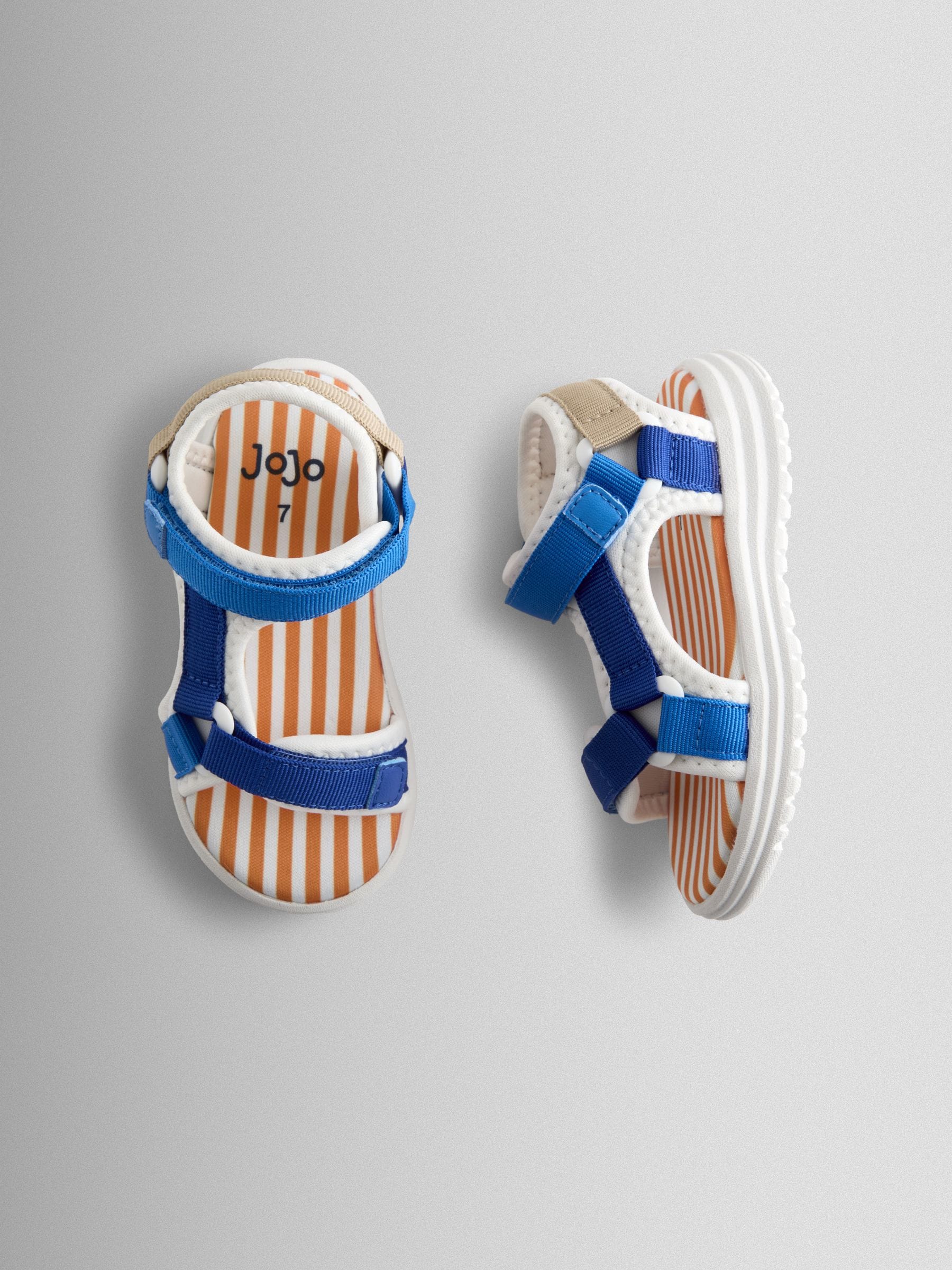JoJo Maman Bébé Blue Colourblock Adjustable Strap Sandals image 3