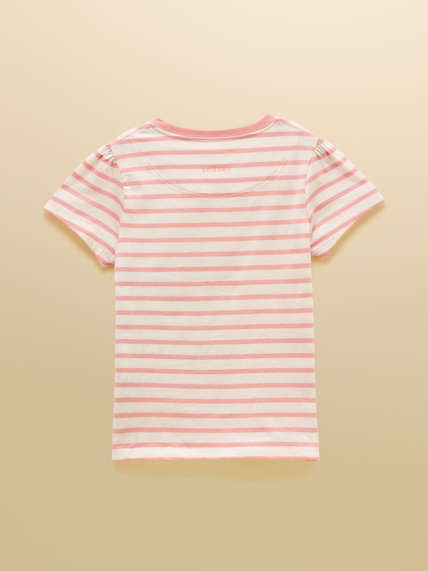 Joules Official Badminton Pink & Cream Stripe Horse Applique T-shirt image 2