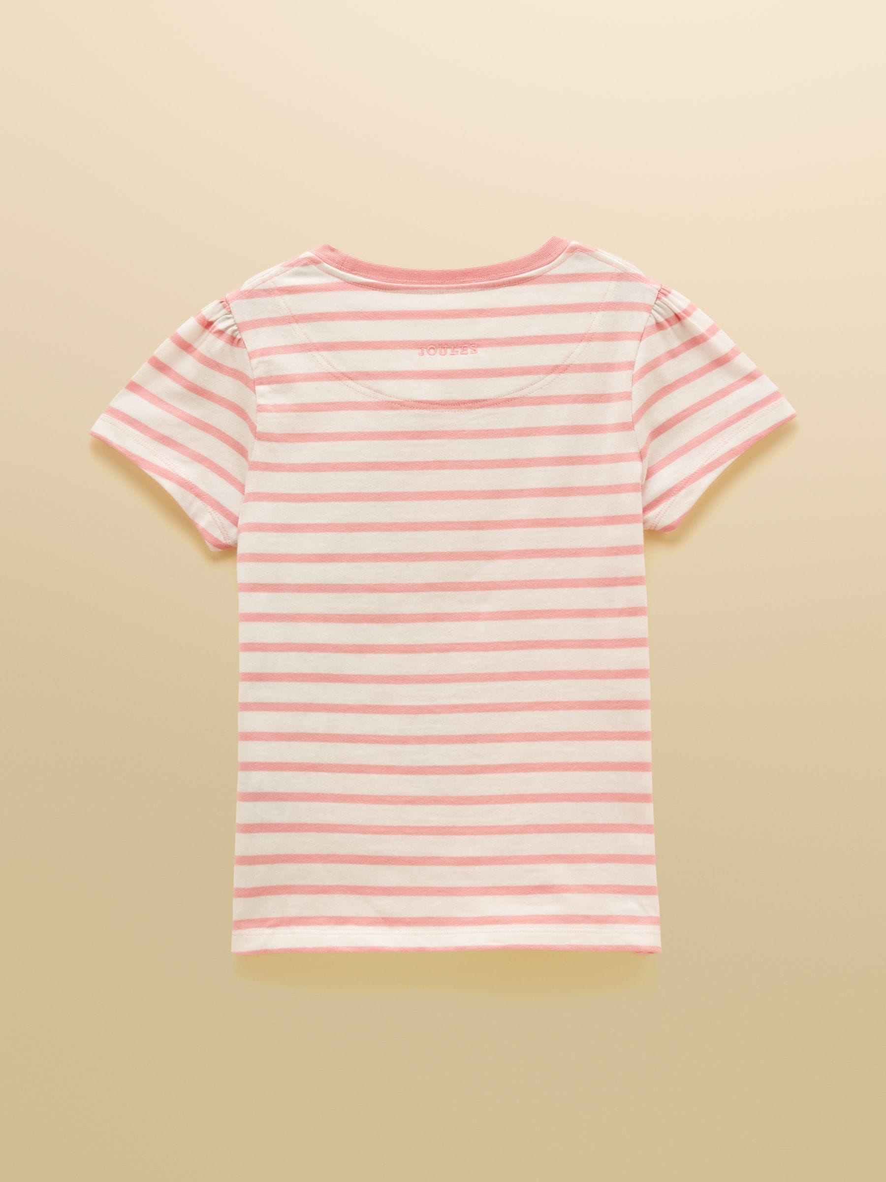 Joules Official Badminton Pink & Cream Stripe Horse Applique T-shirt image 2