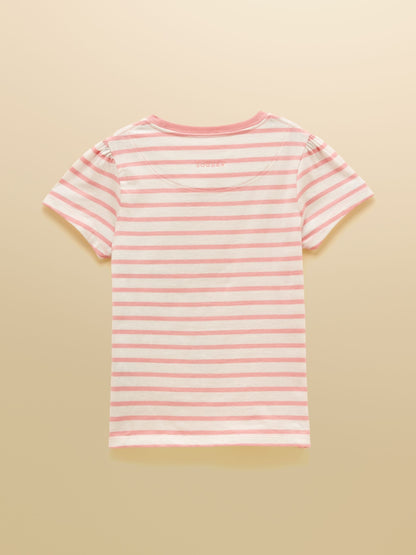 Joules Official Badminton Pink & Cream Stripe Horse Applique T-shirt image 2