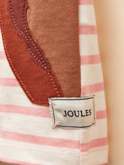 Joules Official Badminton Pink & Cream Stripe Horse Applique T-shirt image 5