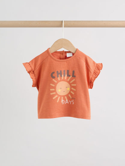 Rust Brown Short Sleeve Baby Top And Wide Leg 2 Piece Set (0mths-2yrs) image 3