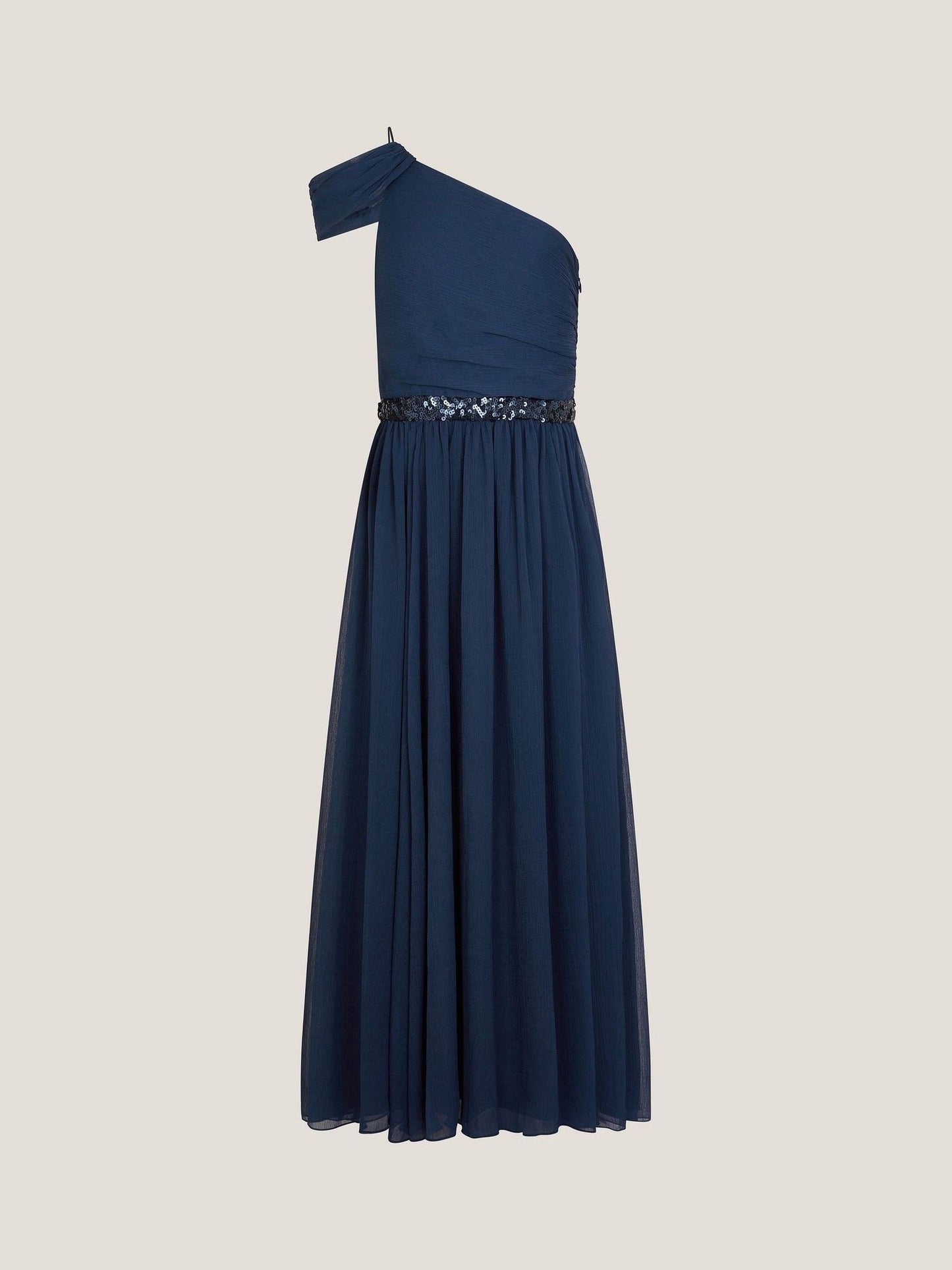 Monsoon Blue Sequin One Shoulder Prom Dress image 2