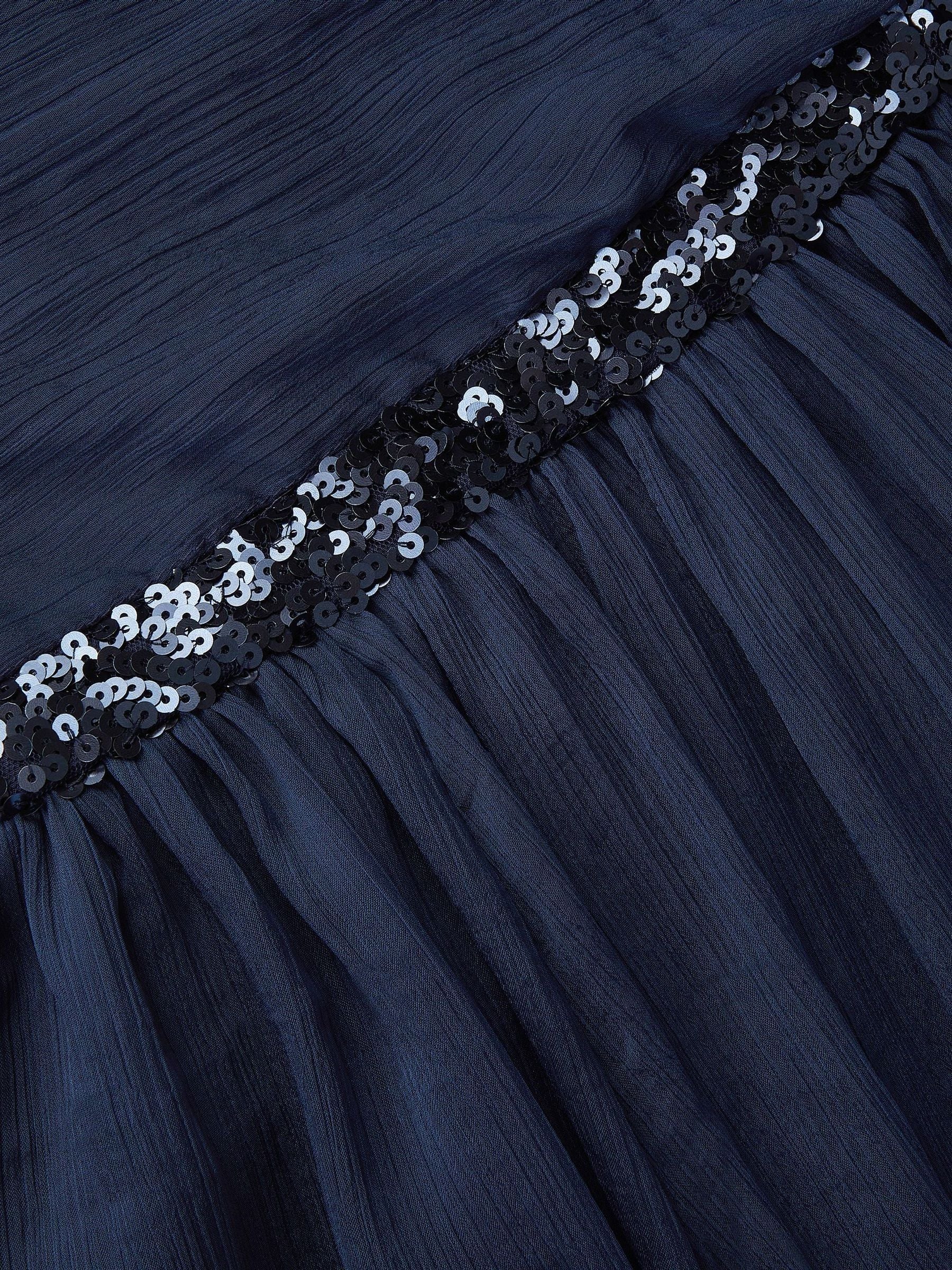 Monsoon Blue Sequin One Shoulder Prom Dress image 4